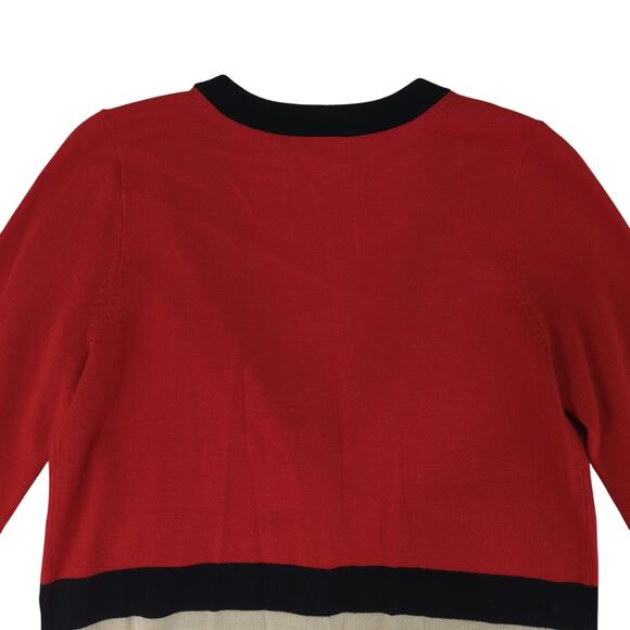 Kate Spade 100% Wool Cardigan Sweater Colorblock 3/4 Sleeve Medium Button V-neck - Picture 5 of 9